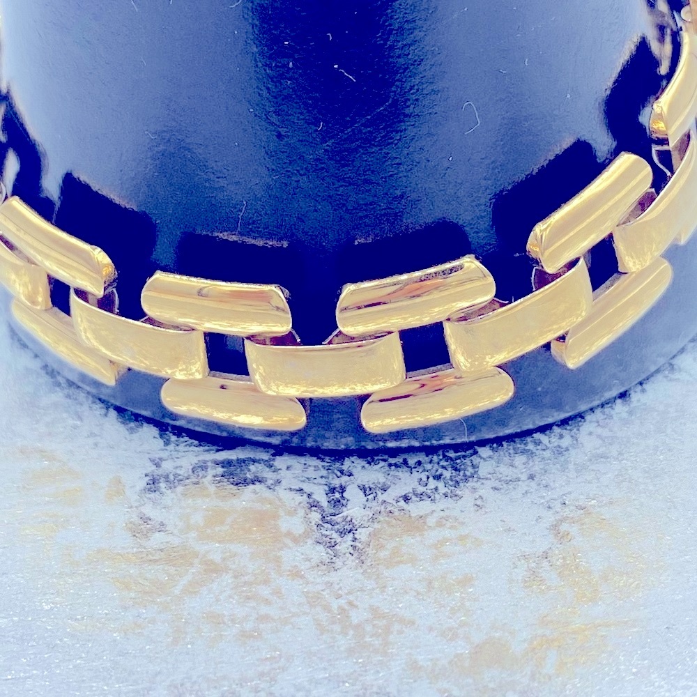 Vintage Gold Tone Signed Napier Flat Chain Link Bracelet Geometric Design Sz 7” - Picture 5 of 5